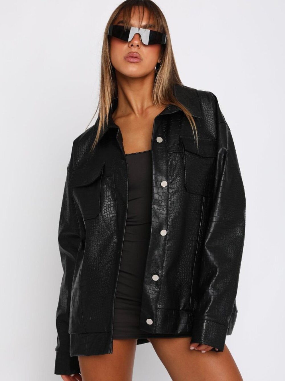 NWT White Fox Boutique Cold Heart PU Jacket — Black, Size XS/S